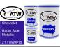Preview: Chevrolet, Radar Blue Metallic, 21 / WA9018: 500ml Lackdose + 500ml Klarlack + 250ml Härter - Set, von ATW Autoteile West.